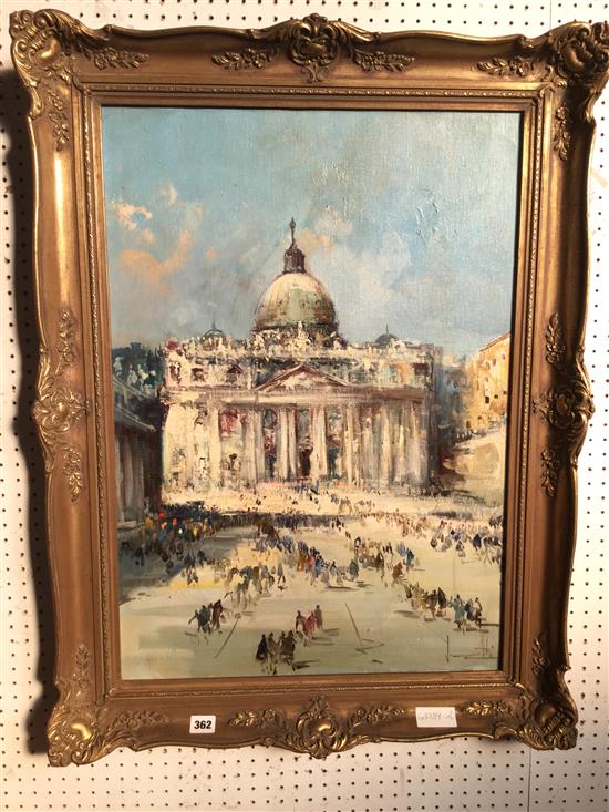 Italian School oil -  St Marks Basilica(-)
